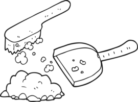 black and white cartoon dust pan and brush png