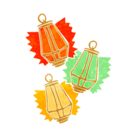 retro cartoon christmas lanterns png