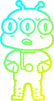 cold gradient line drawing cartoon three eyed alien png