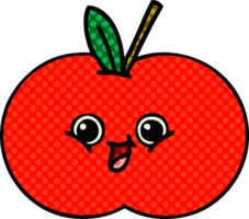 manzana roja de dibujos animados de estilo cómic png