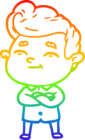 rainbow gradient line drawing happy cartoon man png