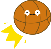 platt färg retro tecknad basket png