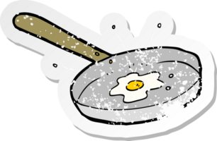 autocollant rétro en détresse d'un œuf au plat de dessin animé png