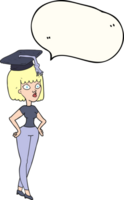 discours bulle dessin animé femme avec l'obtention du diplôme casquette png