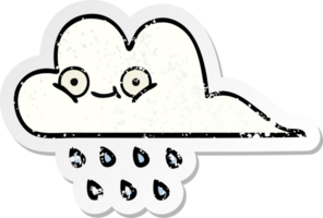 distressed sticker of a cute cartoon rain cloud png