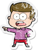 distressed sticker of a cartoon shocked man png