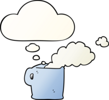 cartoon hot coffee and thought bubble in smooth gradient style png