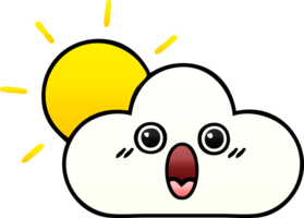 gradient shaded cartoon sun and cloud png