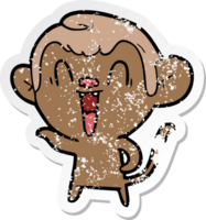 vinheta angustiada de um macaco rindo de desenho animado png