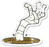 distressed sticker of a cartoon spooky monster hand png