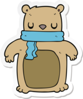 adesivo de um urso de desenho animado com cachecol png