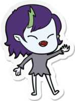 adesivo de uma garota vampira rindo de desenho animado png