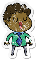 distressed sticker of a laughing cartoon man png