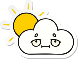 sticker of a cute cartoon sunshine and cloud png