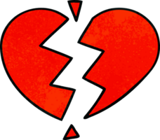 coeur brisé de dessin animé de texture grunge rétro png