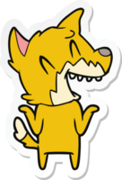 sticker of a laughing fox cartoon png