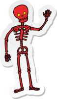 sticker of a cartoon waving skeleton png