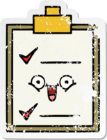 verontruste sticker van een checklist voor een schattige cartoon png
