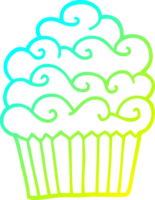 Cupcake alla vaniglia del fumetto di disegno a tratteggio a gradiente freddo png