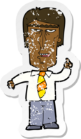 retro distressed sticker of a cartoon grumpy boss png