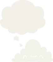cute cartoon cloud and thought bubble in retro style png