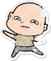 distressed sticker of a cartoon nervous man png