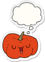 cartoon pumpkin and thought bubble as a printed sticker png