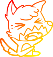 linha de gradiente quente desenhando raposa de desenho animado com raiva png