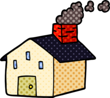 dessin animé doodle maison avec cheminée fumante png