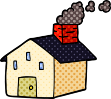 caricatura, garabato, casa, con, humeante, chimenea png