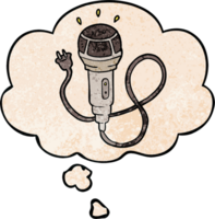 microphone de dessin animé et bulle de pensée dans le style de motif de texture grunge png