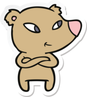 pegatina de un lindo oso de dibujos animados con los brazos cruzados png