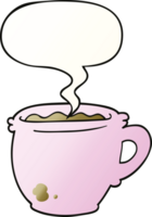 cartoon hot cup of coffee and speech bubble in smooth gradient style png