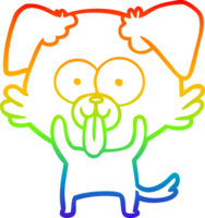 rainbow gradient line drawing cartoon dog with tongue sticking out png
