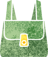 sac vert de dessin animé de style illustration rétro png