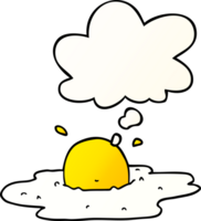 cartoon fried egg and thought bubble in smooth gradient style png