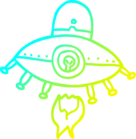 línea de gradiente frío dibujo nave espacial extraterrestre de dibujos animados png