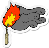 adesivo de um fósforo flamejante de desenho animado png