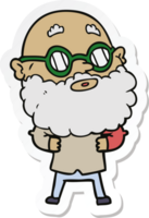 sticker of a cartoon curious man with beard and glasses png