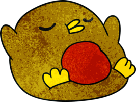 textured cartoon cute kawaii red robin png