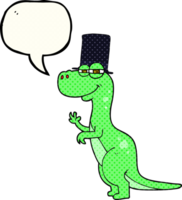 comic book speech bubble cartoon dinosaur wearing top hat png