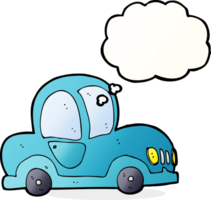 Cartoon-Auto mit Gedankenblase png