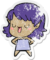 distressed sticker of a cartoon elf girl png