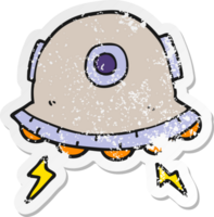 distressed sticker of a cartoon UFO png