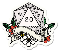 natural twenty D20 dice roll sticker png