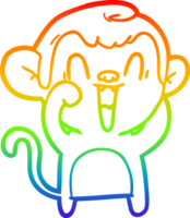 rainbow gradient line drawing cartoon laughing monkey png