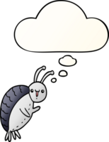 cartoon beetle and thought bubble in smooth gradient style png