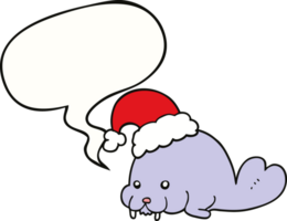 cartoon christmas walrus and speech bubble png