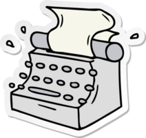klistermärke tecknad doodle av gamla skolan skrivmaskin png