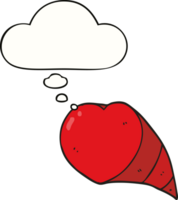 caricatura, amor, corazón, símbolo, y, pensamiento, burbuja png
